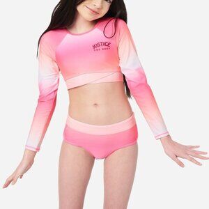 Pink & Orange 2 Pcs Rash Guard Set Size 14